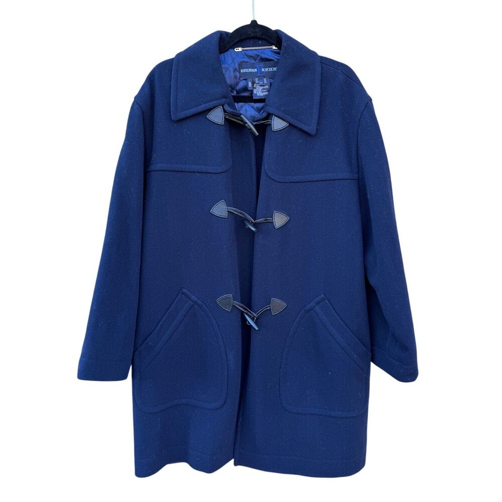 Escada Sport Vintage 90's Navy Blue Wool Toggle Coat Size 36 US Women's Size 6